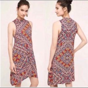 Anthro Maeve Lilt Mockneck Swing Dress M